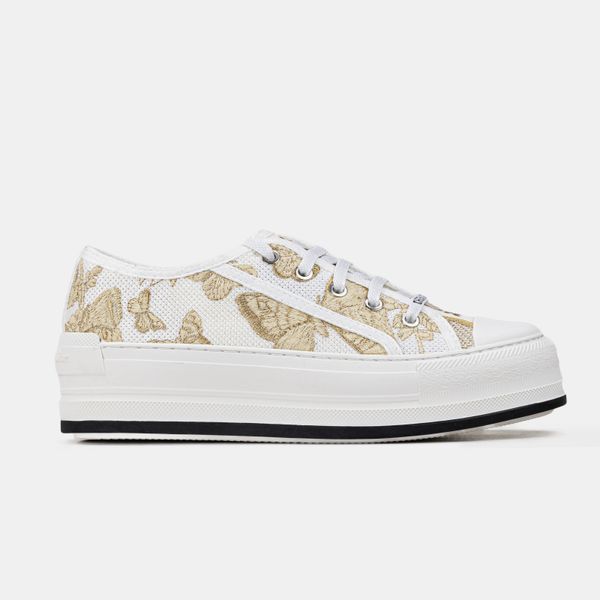 Dior B23 White Grey Platform Gold Batterfly dr-21117-36 фото